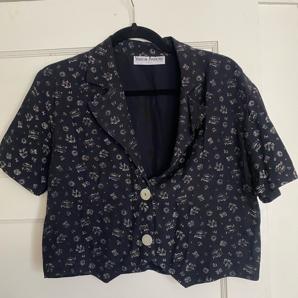 Vintage Cropped Zodiac Print Top